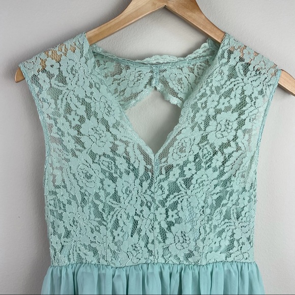 Tevolio Mint Green Lace Chiffon Dress 6 - Picture 2 of 9